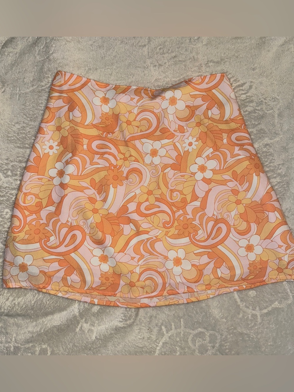 Hollister Ultra High Rise Floral Orange & Yellow Mini Skirt 70s Groovy Retro M